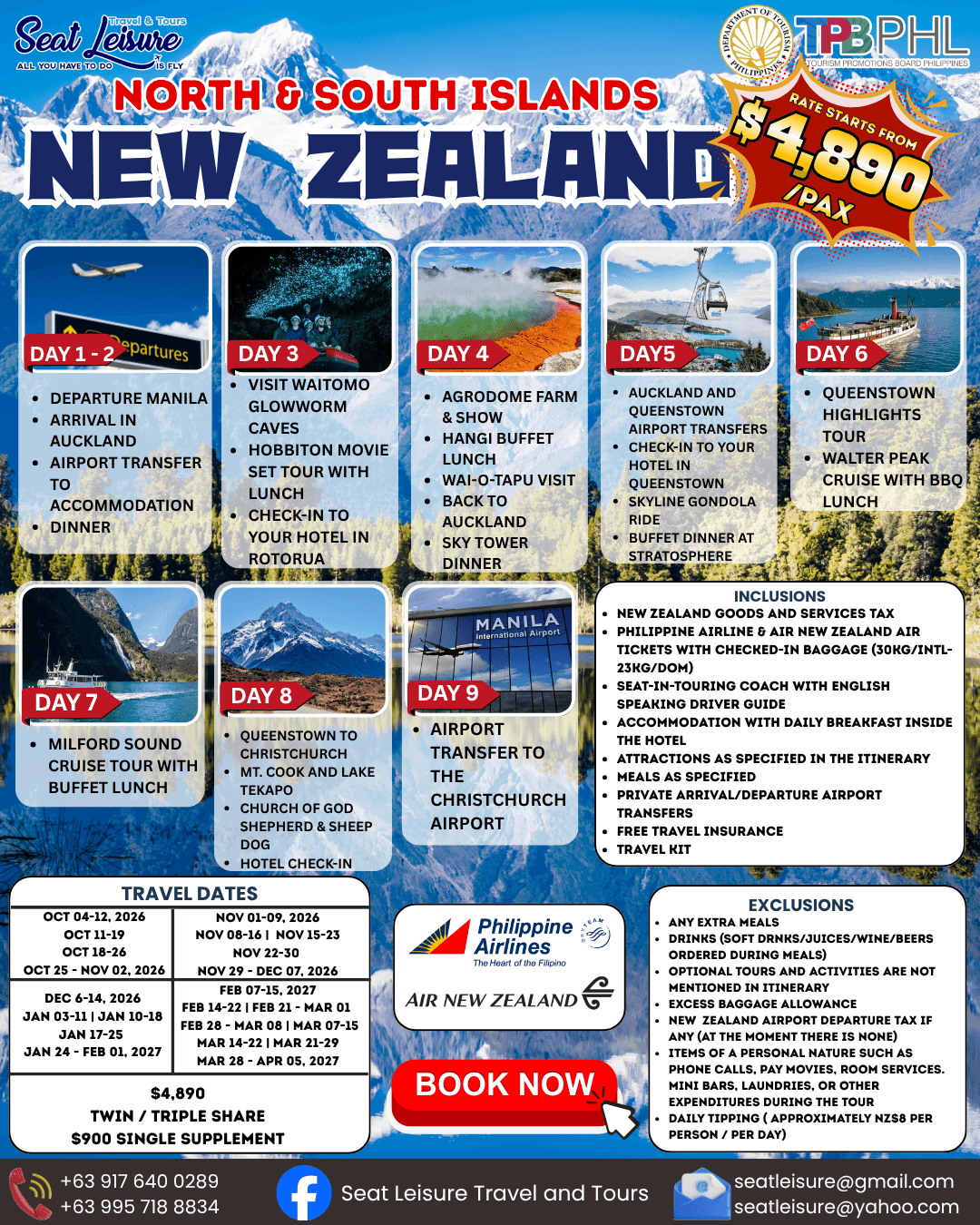 New Zealand Tour Package (North & South Islands)